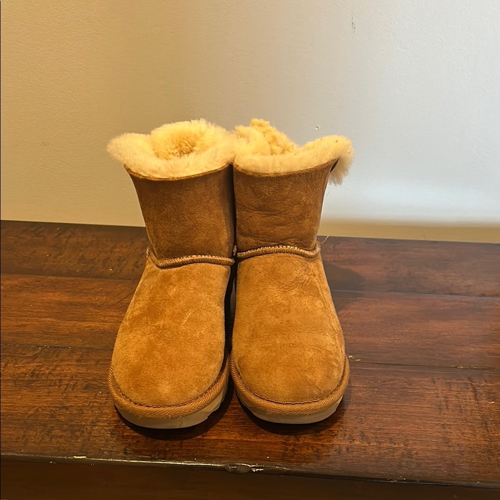 UGG Tan Suede Ankle Boots with Wool Lining